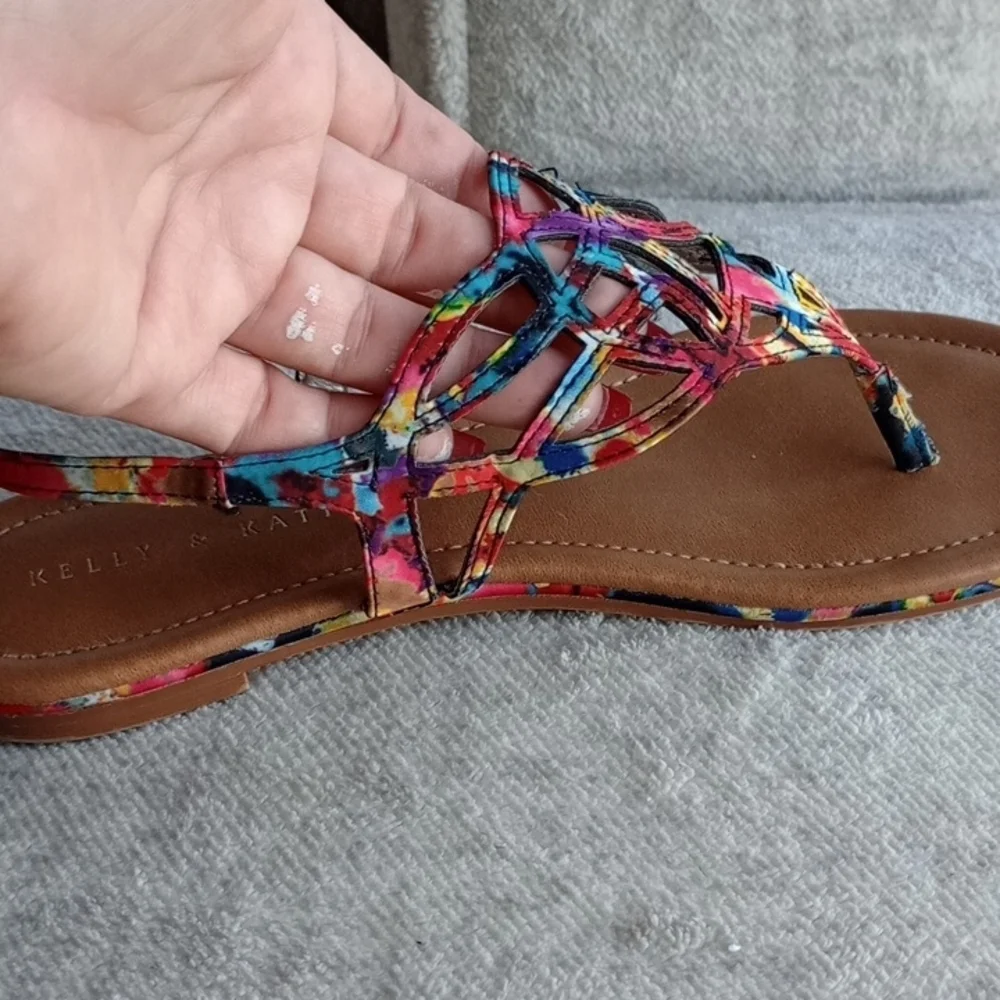 A) Kelly & Katie Vibrant Multicolor Sandals - Picture 8 of 8